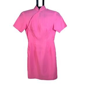 Vintage 1960s/70s Sheer Bubblegum Pink Summer Cheongsam / Qipao.